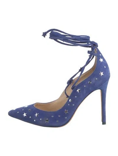 Pre-owned Isa Tapia Suede Studded Accents Pumps In Blue