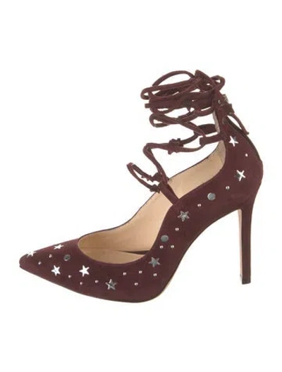 Pre-owned Isa Tapia Suede Studded Accents Pumps In Brown