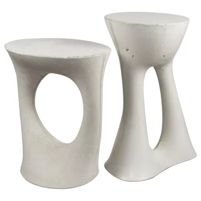Pre-owned Isaac Friedman-heiman Pair Of Modern Concrete Kreten Side Tables In Grey From Souda, Made To Order In Gray