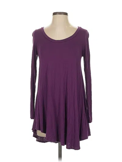 Pre-owned Isaac Liev Long Sleeve Top Purple Scoop Neck Tops