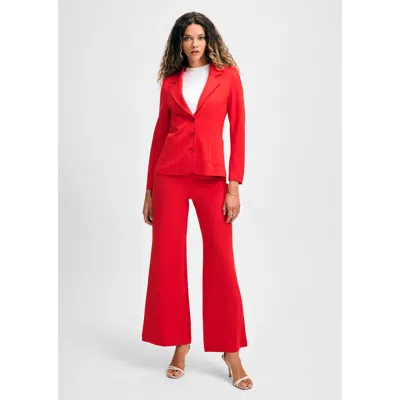 Isaac Mizrahi 3 Button Ponte Blazer In Red