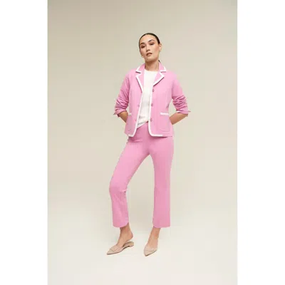 Isaac Mizrahi 3 Button Ponte Rowing Jacket In Blue