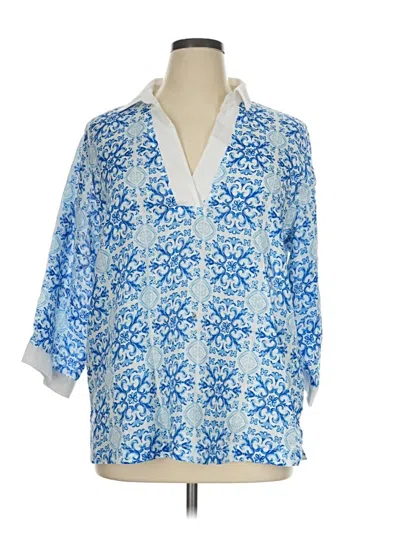Pre-owned Isaac Mizrahi 3/4 Sleeve Blouse In Blue
