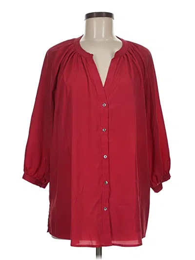 Pre-owned Isaac Mizrahi 3/4 Sleeve Blouse In Burgundy