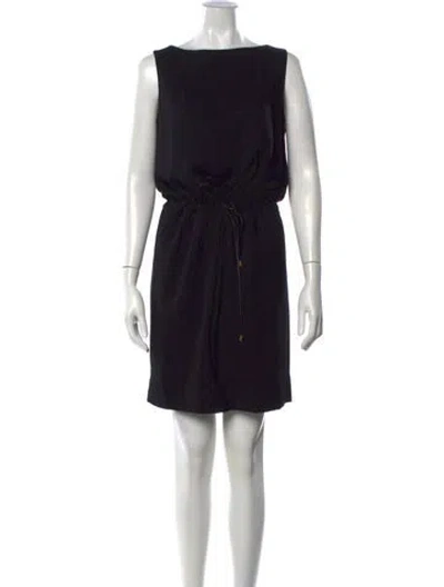 Pre-owned Isaac Mizrahi Bateau Neckline Mini Dress In Black