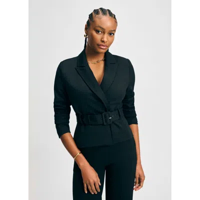 Isaac Mizrahi Belted Ponte Jacket In Black