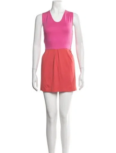 Pre-owned Isaac Mizrahi Colorblock Pattern Mini Dress In Pink