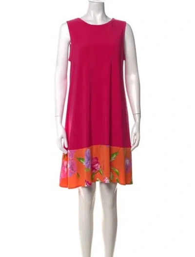Pre-owned Isaac Mizrahi Floral Print Knee-length Dress In Pink
