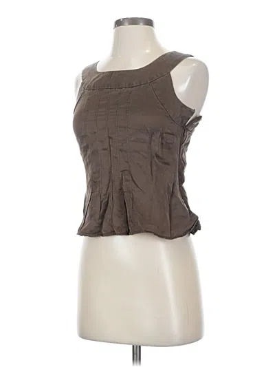 Pre-owned Isaac Mizrahi For Target Sleeveless Silk Top Brown Square Neckline Tops