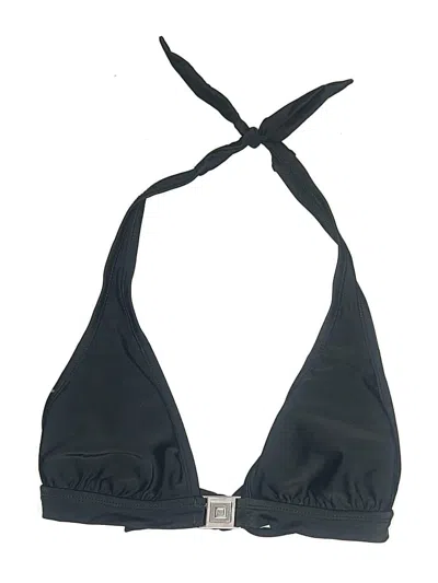 Pre-owned Isaac Mizrahi For Target Swimsuit Top Black Solid Pattern Swimwear