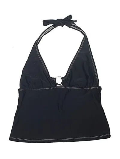 Pre-owned Isaac Mizrahi For Target Swimsuit Top Black Solid Pattern Swimwear