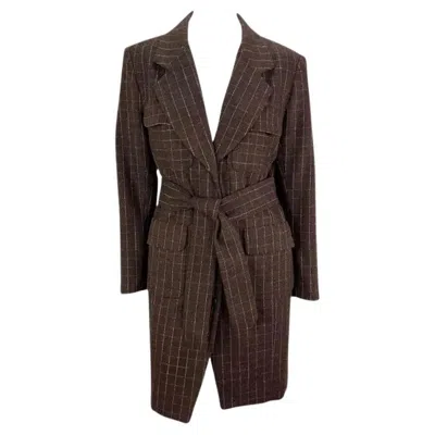Pre-owned Isaac Mizrahi F/w 1991  Runway Brown Window Pane Blazer Mini Blazer Coat Dress