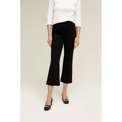 Isaac Mizrahi Kick Flare Cropped Ponte Pants In Black
