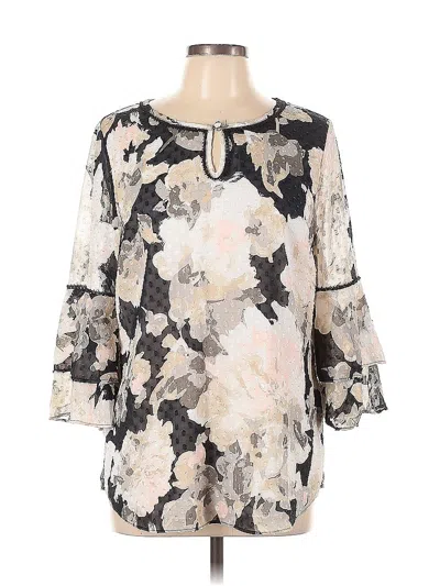 Pre-owned Isaac Mizrahi Live 3/4 Sleeve Blouse In Gray