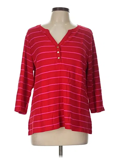 Pre-owned Isaac Mizrahi Live 3/4 Sleeve Blouse In Red
