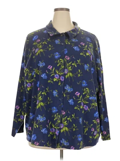 Pre-owned Isaac Mizrahi Live 3/4 Sleeve Button Down Shirt In Blue