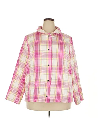 Pre-owned Isaac Mizrahi Live 3/4 Sleeve Button Down Shirt In Pink