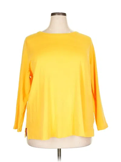 Pre-owned Isaac Mizrahi Live 3/4 Sleeve T-shirt In Yellow
