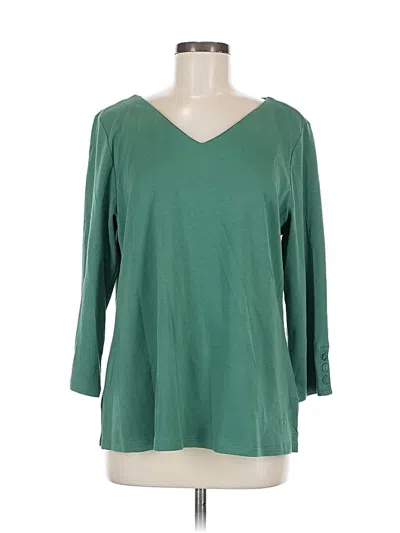 Pre-owned Isaac Mizrahi Live 3/4 Sleeve Top Green V Neck Tops