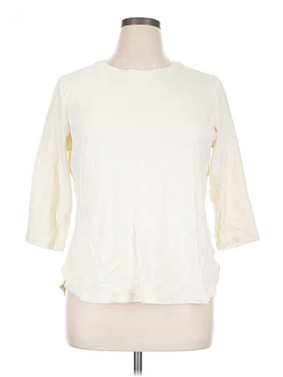 Pre-owned Isaac Mizrahi Live 3/4 Sleeve Top Ivory Crew Neck Tops