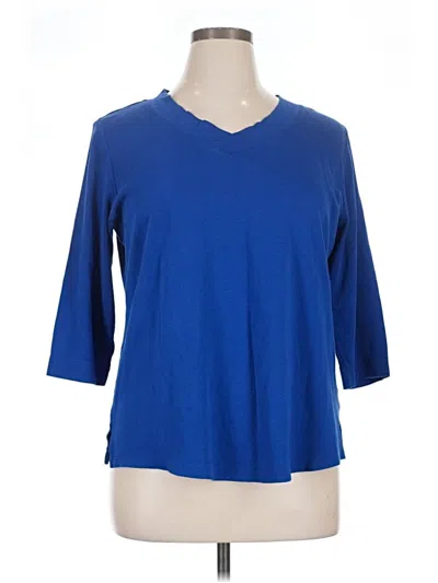Pre-owned Isaac Mizrahi Live 3/4 Sleeve T-shirt In Blue