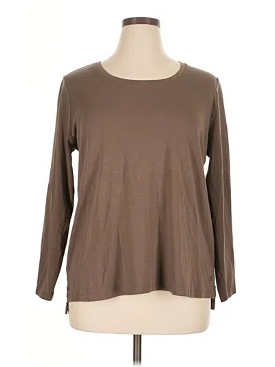 Pre-owned Isaac Mizrahi Live 3/4 Sleeve T-shirt In Brown