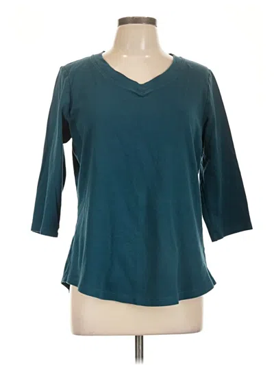 Pre-owned Isaac Mizrahi Live 3/4 Sleeve T-shirt In Teal
