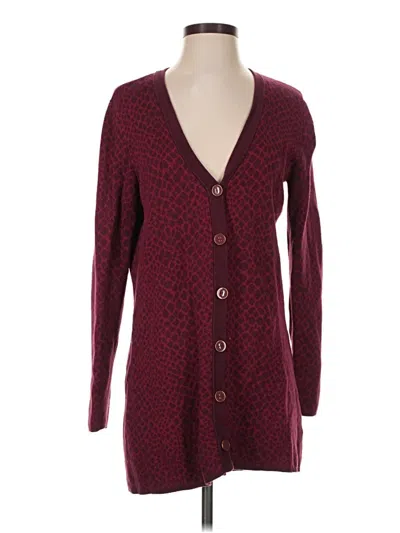 Pre-owned Isaac Mizrahi Live Cardigan Sweater In Burgundy