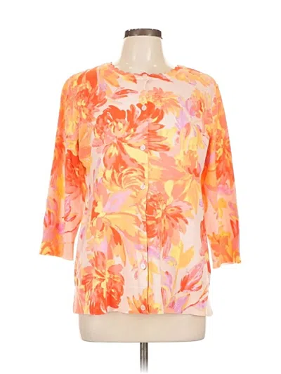 Pre-owned Isaac Mizrahi Live Cardigan Sweater In Orange