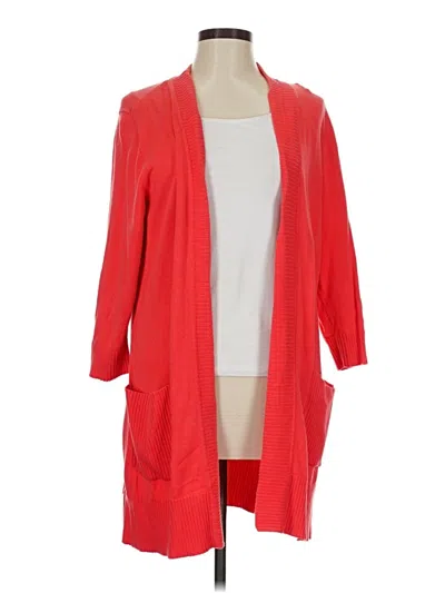Pre-owned Isaac Mizrahi Live Cardigan Sweater In Red