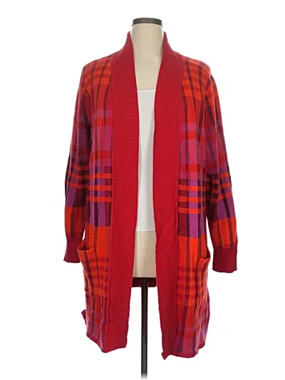 Pre-owned Isaac Mizrahi Live Cardigan Sweater In Red