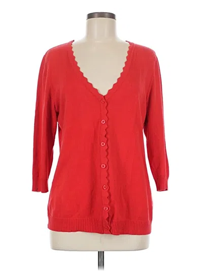 Pre-owned Isaac Mizrahi Live Cardigan Sweater In Red