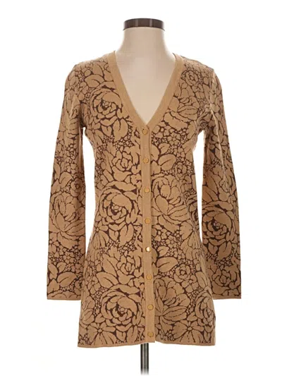 Pre-owned Isaac Mizrahi Live Cardigan Sweater In Tan