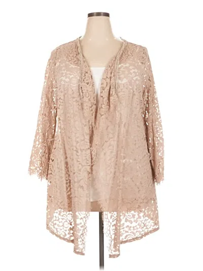 Pre-owned Isaac Mizrahi Live Cardigan Sweater In Tan