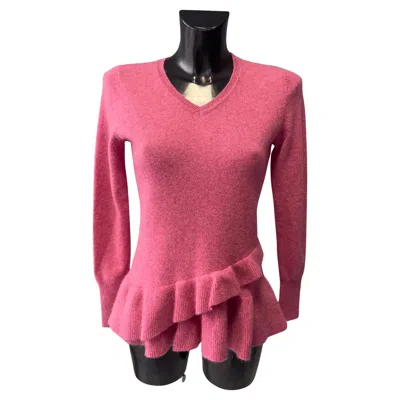 Pre-owned Isaac Mizrahi Live Cashmere Peplum Sweater In Pink, Early 2000s