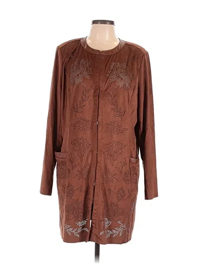 Pre-owned Isaac Mizrahi Live Coat In Brown