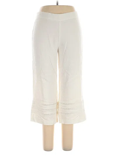 Pre-owned Isaac Mizrahi Live Linen Pants In White