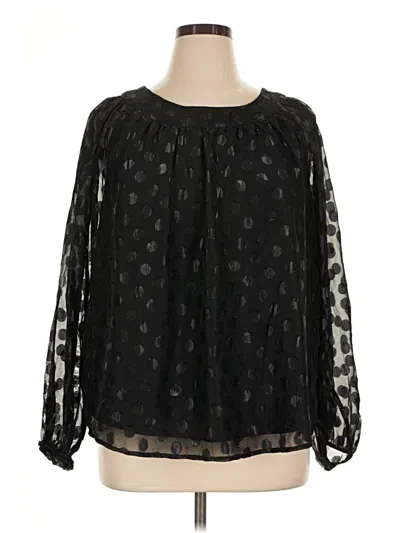 Pre-owned Isaac Mizrahi Live Long Sleeve Blouse In Black
