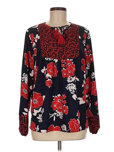 Pre-owned Isaac Mizrahi Live Long Sleeve Blouse In Red