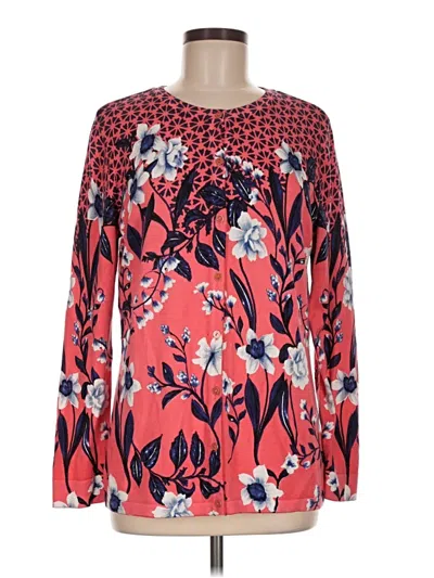 Pre-owned Isaac Mizrahi Live Long Sleeve Blouse In Red