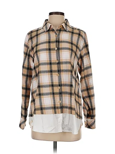 Pre-owned Isaac Mizrahi Live Long Sleeve Button Down Shirt In Brown