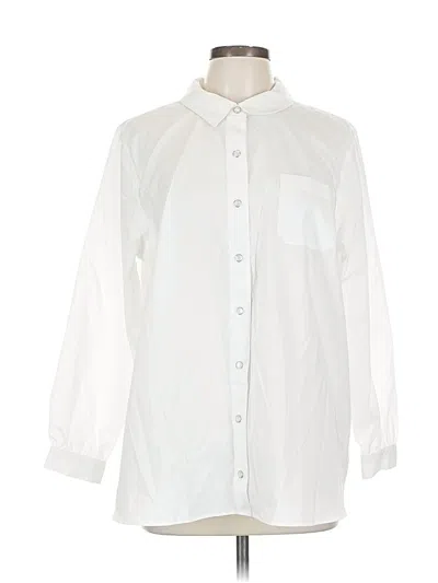 Pre-owned Isaac Mizrahi Live Long Sleeve Button Down Shirt In White