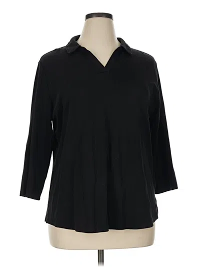 Pre-owned Isaac Mizrahi Live Long Sleeve Polo Shirt In Black