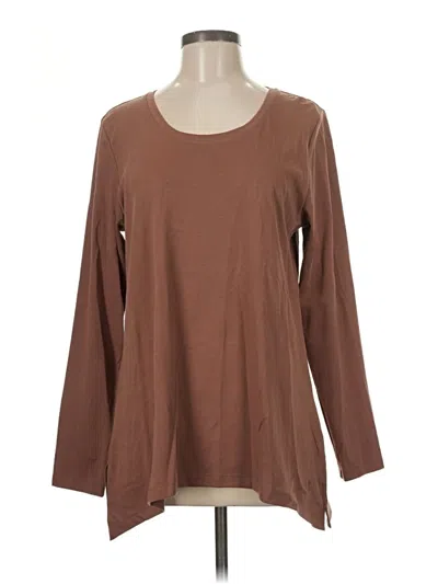 Pre-owned Isaac Mizrahi Live Long Sleeve T-shirt In Brown