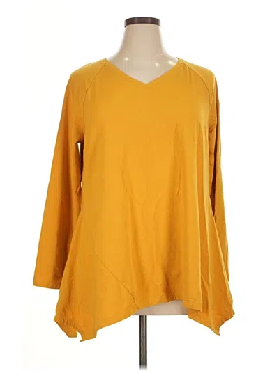 Pre-owned Isaac Mizrahi Live Long Sleeve T-shirt In Yellow