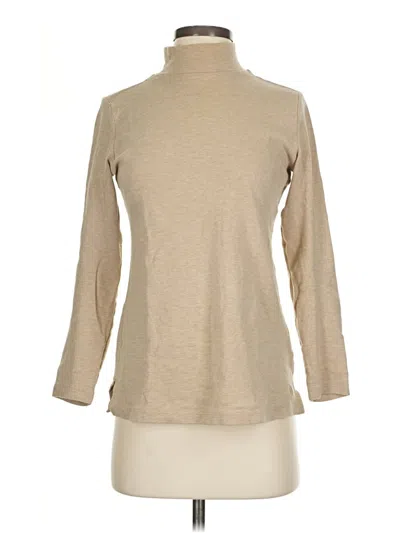 Pre-owned Isaac Mizrahi Live Long Sleeve Turtleneck In Tan