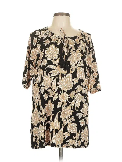 Pre-owned Isaac Mizrahi Live Short Sleeve Blouse In Black