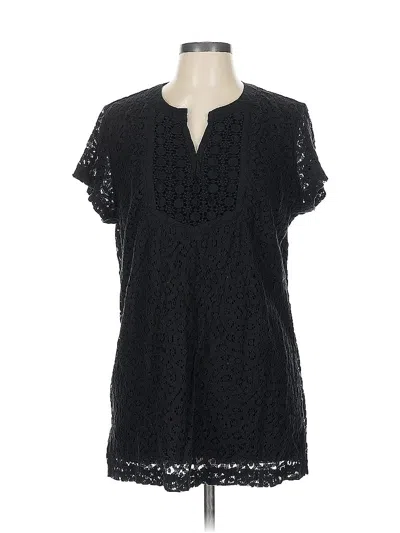 Pre-owned Isaac Mizrahi Live Short Sleeve Blouse In Black
