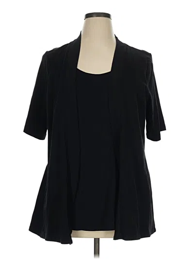 Pre-owned Isaac Mizrahi Live Short Sleeve Blouse In Black