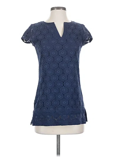 Pre-owned Isaac Mizrahi Live Short Sleeve Blouse In Blue